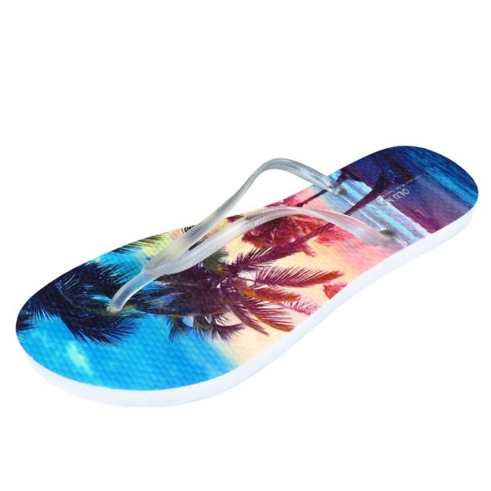 Old Navy Womens‎ Size 9 Multicolor Palm Tree Flip Flop Sandals Casual Beach